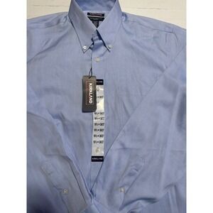 Kirkland Signature Dress Shirt Mens 16.5 36/37 Blue New Traditional Fit Non-Iron